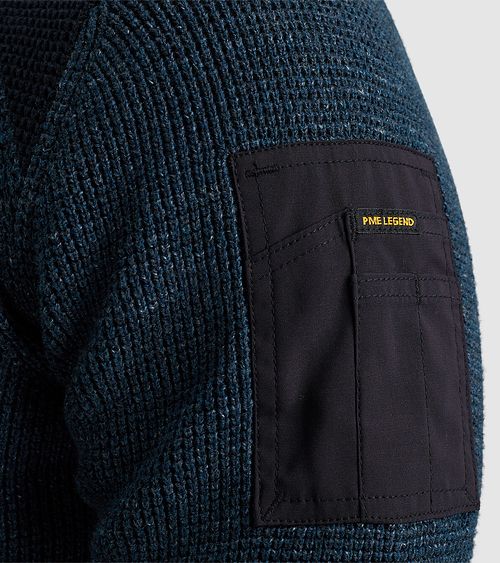 PME Legend Sweater Rib Melange Blau Model / Detail