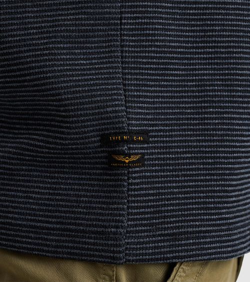 PME Legend T-Shirt Textured Stripe Marine Model / Detail