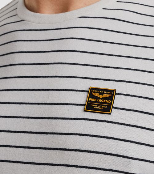 PME Legend Jersey T-skjorte Stripe Hvit Model / Detail