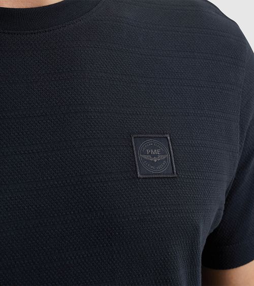 PME Legend T-Shirt Jacquard Streep Navy Model / Detail