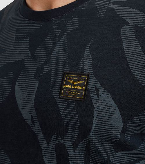 PME Legend T-shirt i Slub Jersey med Tryck i Navy Model / Detail