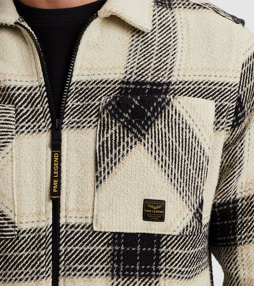 PME Legend Skjorta i kraftigt material Karomönster Beige Model / Detail
