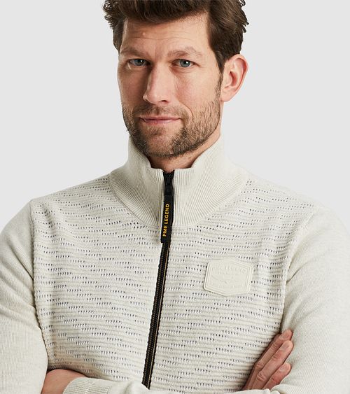 PME Legend Veste Zippée Sweat Ecru Model / Detail