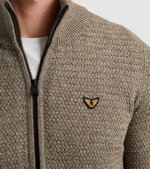 PME Legend Strickjacke Mouliné Grün Model / Detail