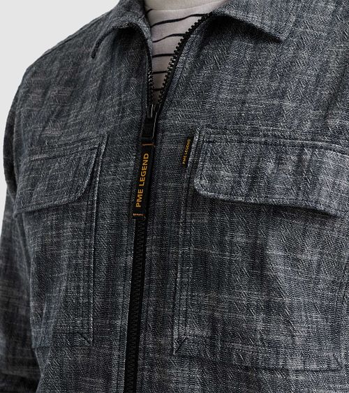 PME Legend Overshirt 2 Tone Slub Navy Model / Detail