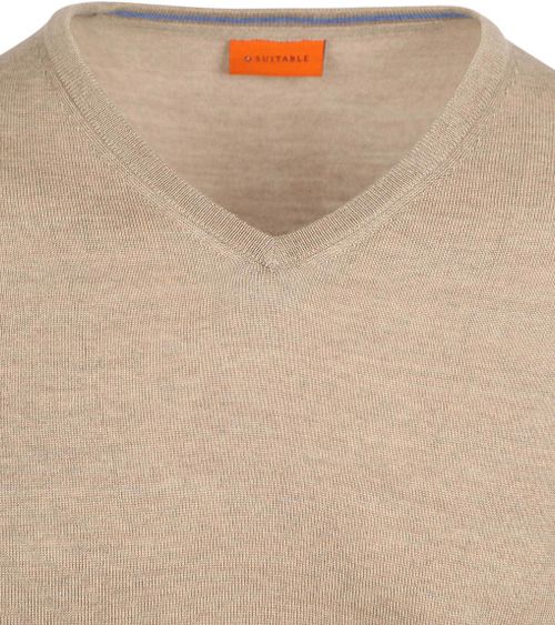 Suitable pullover in merino con scollo a V beige Product / Detail
