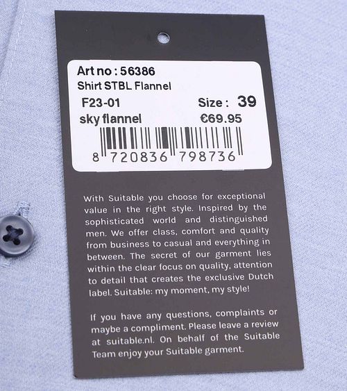 Suitable Overhemd Widespread Flanel Lichtblauw Product / Detail