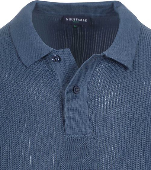 Suitable Respect Polo Structure Knit Niebieski Product / Detail