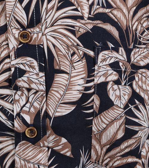 Suitable Short Sleeve Shirt Linen Simon Navy Product / Detail