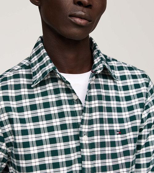 Tommy Hilfiger Oxford Skjorte Ternet Grøn Model / Detail