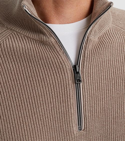 Vanguard Genser Halvglidelås Beige Model / Detail