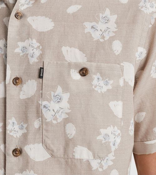 Vanguard Kortærmet Linnedskjorte Beige Model / Detail