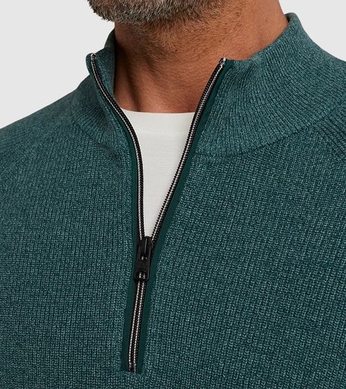 Maglione Vanguard con mezza zip verde Model / Detail