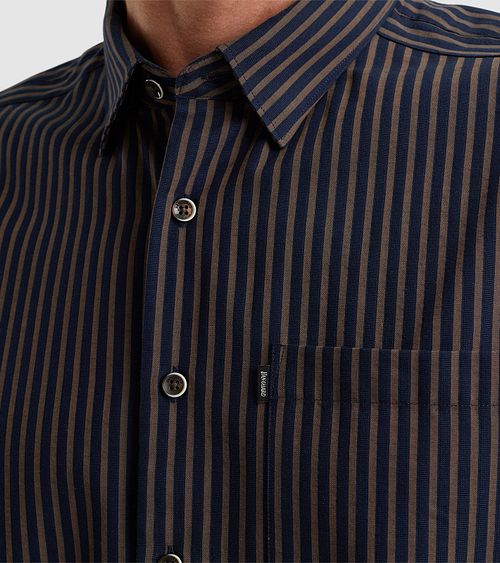 Vanguard Overhemd Strepen Navy Bruin Model / Detail