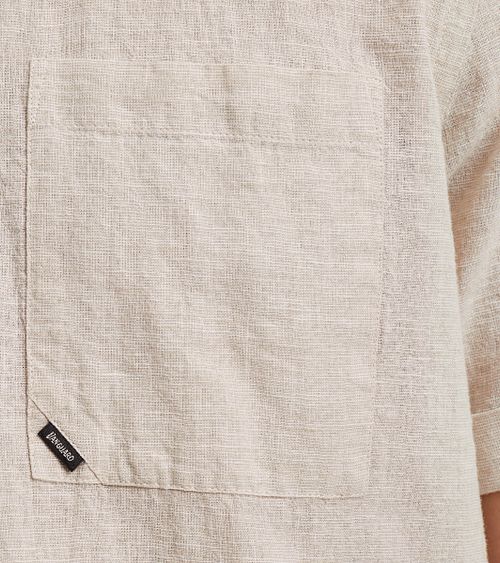 Vanguard Short Sleeve Overhemd Linnen Blend Ecru Model / Detail