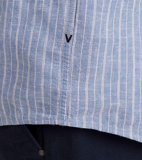Vanguard Overhemd Linnen Strepen Blauw Model / Detail