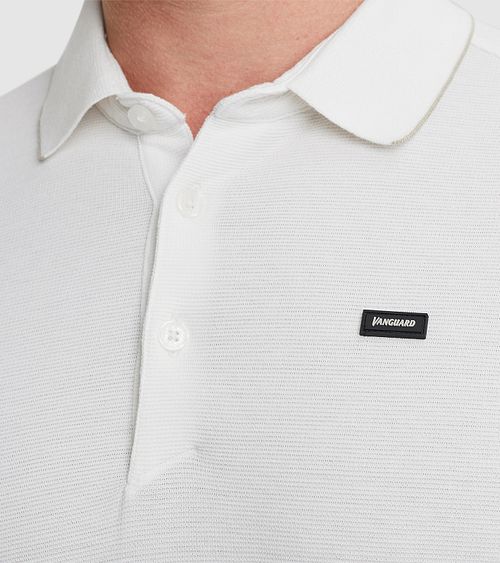 Vanguard Strikket Poloshirt I Elfenbensfarve Model / Detail