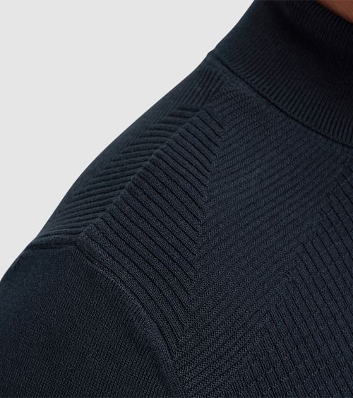 Vanguard Rollkragenpullover Struktur Navy Model / Detail
