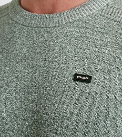 Vanguard Pullover Leinen Blend Melange Grün Model / Detail