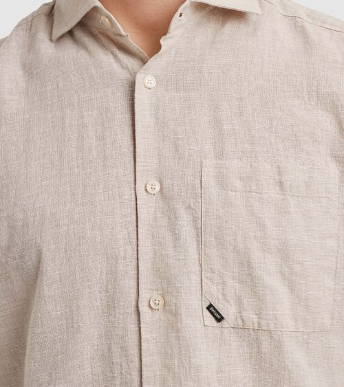 Vanguard Short Sleeve Hemd Linnen Blend Ecru Model / Detail