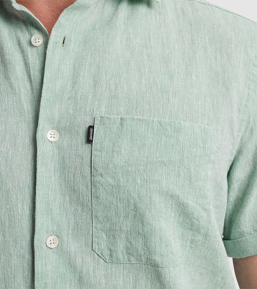Vanguard Short Sleeve Overhemd Linnen Groen Model / Detail