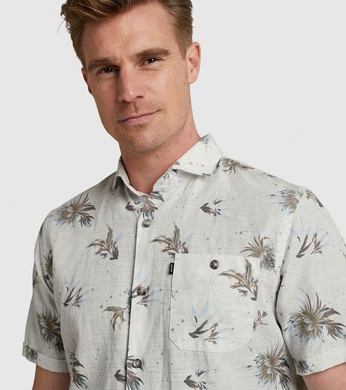 Vanguard Short Sleeves Hemd Blumen Ecru Model / Detail