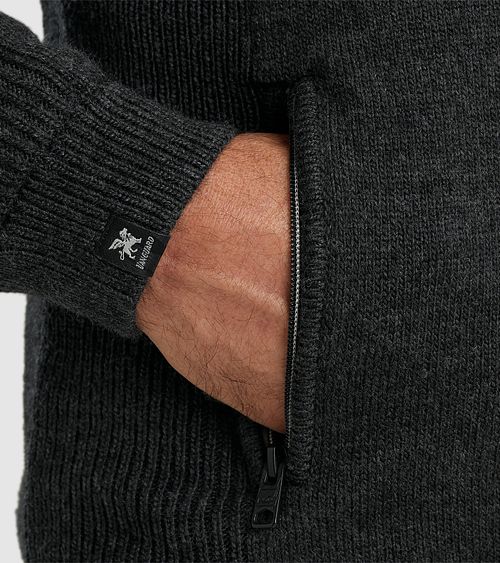 Vanguard Strickjacke Wool Blend Anthrazit Model / Detail