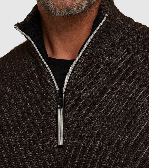 Vanguard Trøje med Halv Lynlås i Brun Uld Model / Detail