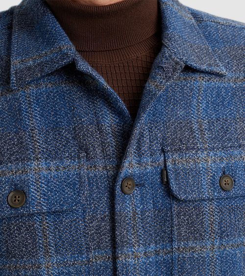 Vanguard Overshirt Brushed Checkered Blue Model / Detail
