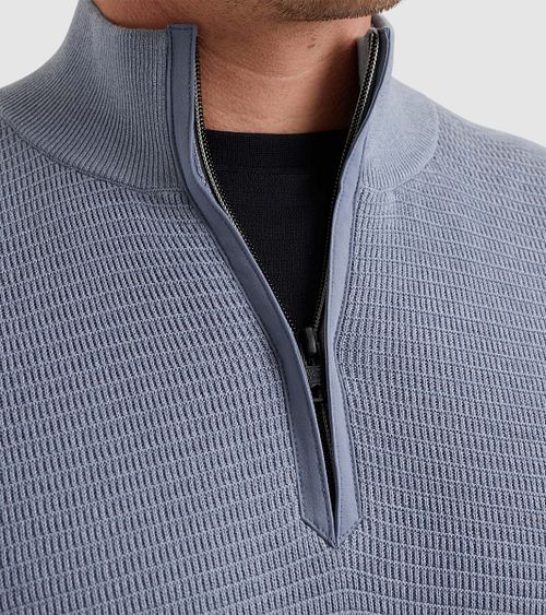 Vanguard Trui Half Zip Structuur Blauw Model / Detail