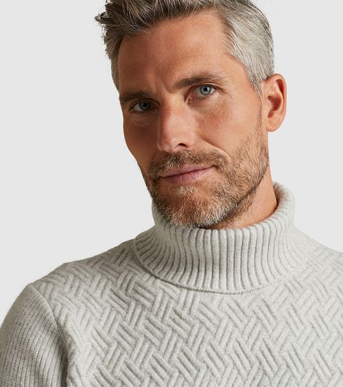 Vanguard Trui Half Zip Structuur Ecru Model / Detail