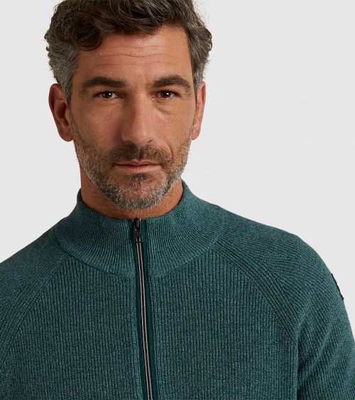 Vanguard sweter z półzamkiem w kolorze zielonym Model / Detail