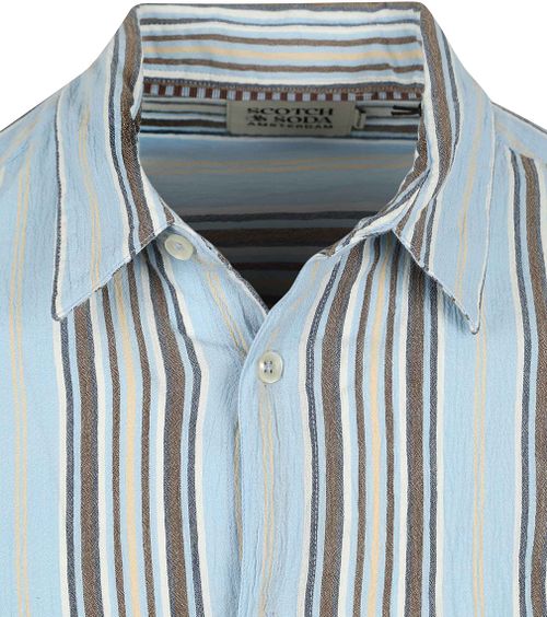 Camisa Scotch and Soda Crinkled Stripe en azul claro Product / Detail