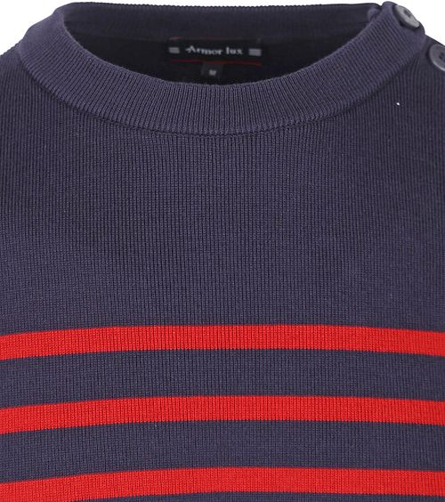 Jersey Armor-Lux Groix de rayas azul marino y rojo Product / Detail