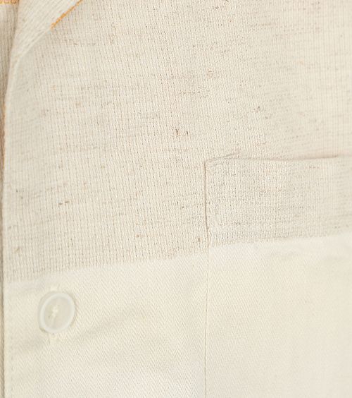 Anerkjendt Short Sleeve Chemise De Lin Leo Rayures Ecru Product / Detail