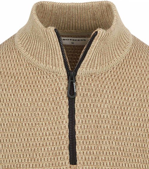 No Excess sweter z półgolfem (Half Zip) o strukturalnym splocie, melanżowy beż Product / Detail