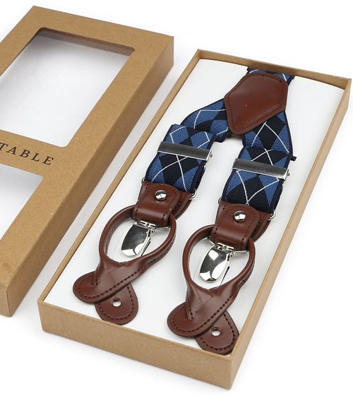 Suitable Luxe Hosenträger Karos Navy Verpakking