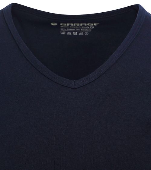 Garage Stretch Basic T-Shirt Dunkelblau V-Ausschnitt Product / Detail