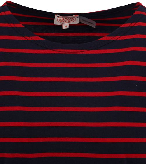 Armor-Lux Hoëdic T-Shirt Strepen Navy Rood Product / Detail