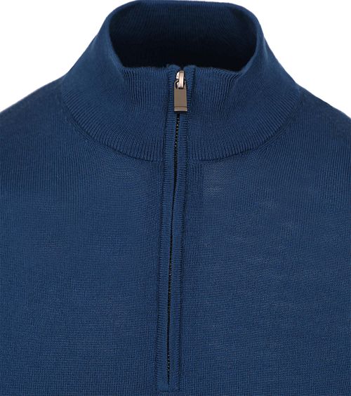 Suitable Merino Half Zip Trui Indigo Blauw Product / Detail