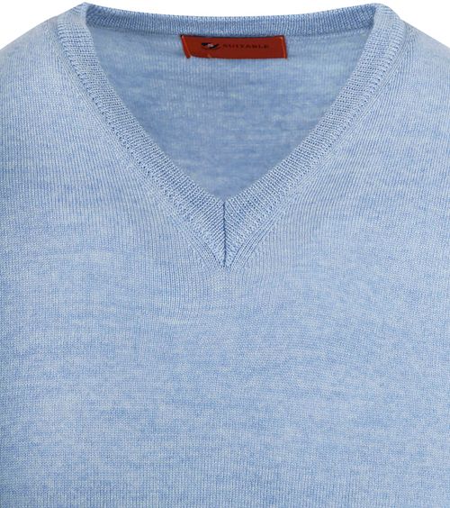 Suitable Pull-over Col-V En Laine Bleu Clair Product / Detail
