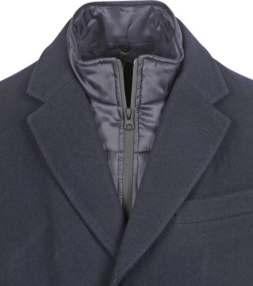 Suitable Manteau Mix Laine Twill Marine Product / Detail