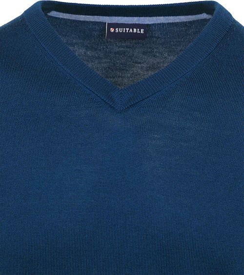 Suitable Pullover in Merino con scollo a V blu indaco Product / Detail