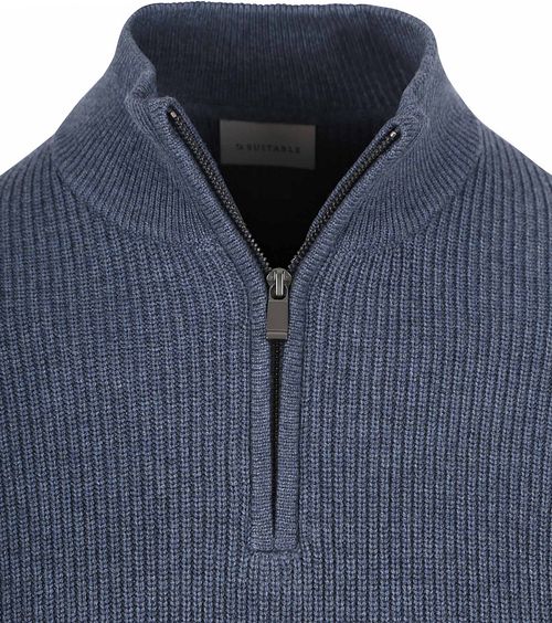 Suitable maglione half zip in misto lana blu scuro Product / Detail