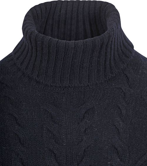 Suitable Turtleneck Cable Wool Navy Product / Detail