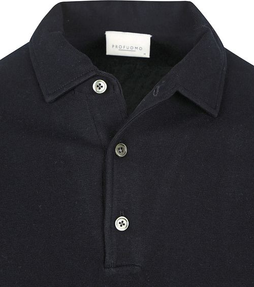 Profuomo Longsleeve Polo Shirt Luxury Basic Navy Product / Detail