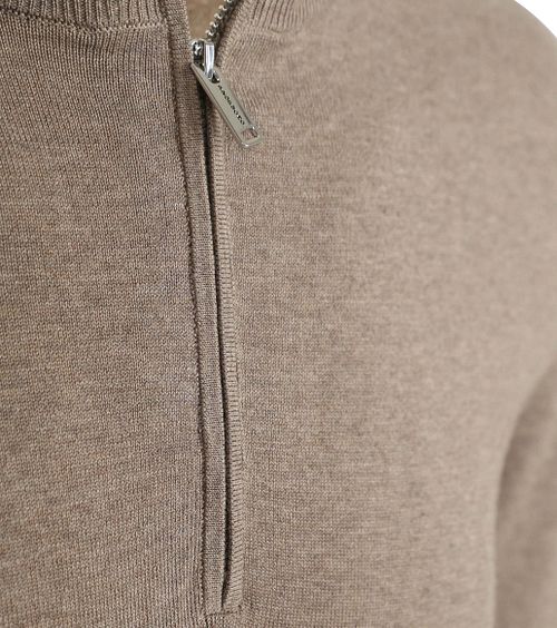 Profuomo Half Zip Pullover Luxury Basic Taupe Product / Detail