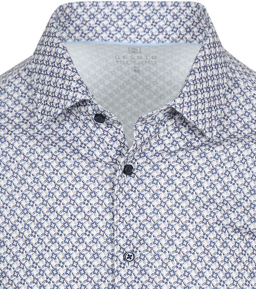 Desoto Hemd Print Bloem Blauw Beige Product / Detail