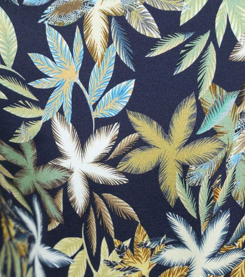 Desoto Kortærmet Jersey Skjorte Botanisk Print Navy Product / Detail