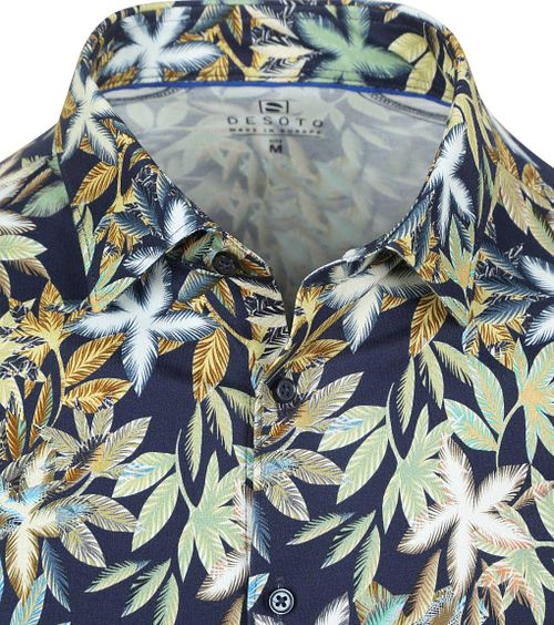 Desoto Short Sleeve Jersey Overhemd Botanic Print Navy Product / Detail